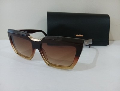 MaxMara Brown Leather-Trim Sunglasses with Black Frame Max Mara Sunglasses – Lexor Miami main image 2
