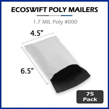 75 6.5x4.5 EcoSwift Poly Mailers SMALL Plastic Envelopes Shipping Bags 1.7 MIL