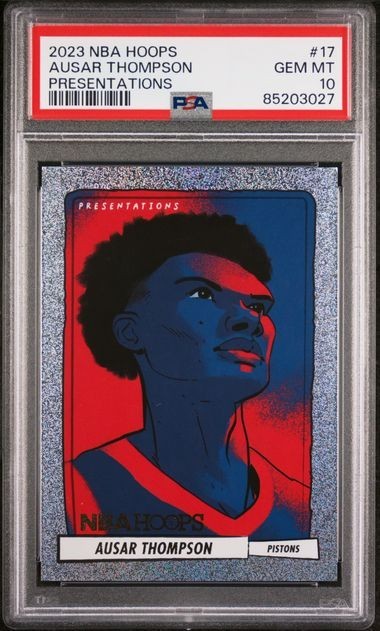2023 Panini NBA Hoops Basketball Ausar Thompson Presentations Rookie #17 PSA 10