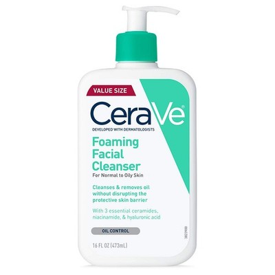 CeraVe Foaming Facial Cleanser, Daily Face Wash for Oily Skin, Hyaluronic Acid +
