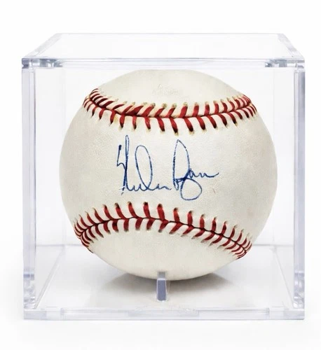Nolan Ryan Signed Baseball Autograph Blue Ink Raw Ball w/ Display Case