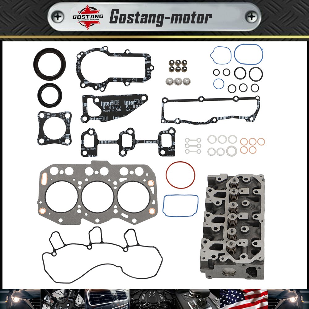 New For Yanmar 3TNV76 Complete Cylinder Head With Valve Spring & Full Gasket Kit