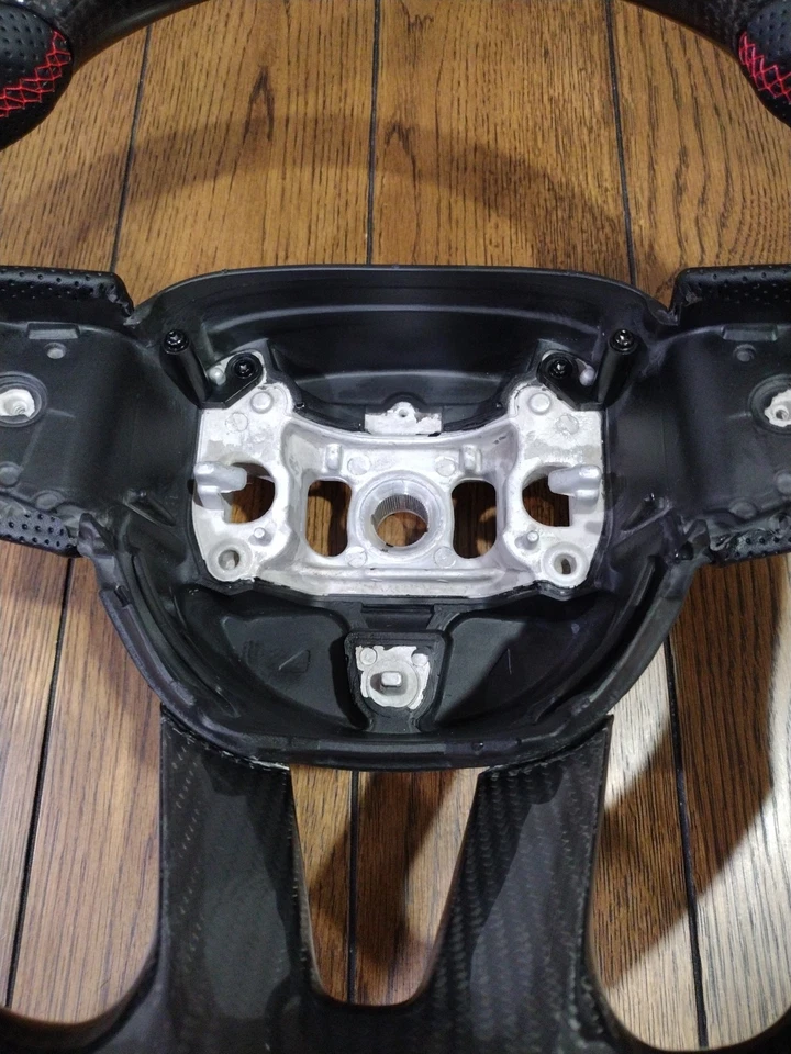 Carbon Fiber Black Leather Steering Wheel for 2015 2016-2022 Dodge Challenger - Image 2 of 4