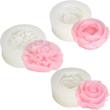 3Pcs Candle Molds for Candle Making, Flower Molds Silicone, Soap Mold, Peony, Ro
