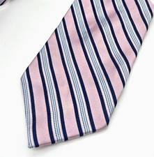Nautica Tie Pink Blue Diagonal Repp Stripe 100 Silk Preppy Professional Career