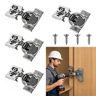 4-Pack 1/2 Inch Soft Close Cabinet Hinges, Half Overlay Self Closing Hinges w...