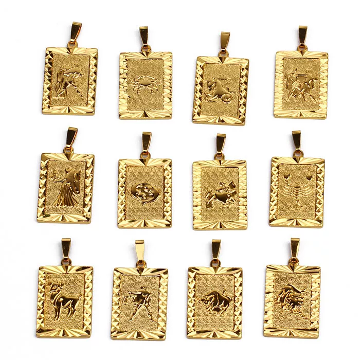 Gold zodiac sale pendant