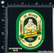 St. Stan's Alt Amber Malt Liquor Label - CALIFORNIA