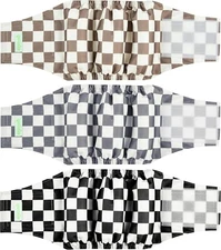 Weegreco 3PK Male Dog Washable Reusable Belly Wrap Bands, Checkerboard, S