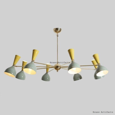 MID CENTURY BRASS SPUTNIK CHANDELIER VINTAGE STILNOVO ITALIAN DIABOLO LIGHTING