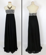 NEW $360 Black Silver Evening Prom Formal Long Gown Size 2 Strapless Dress NWT
