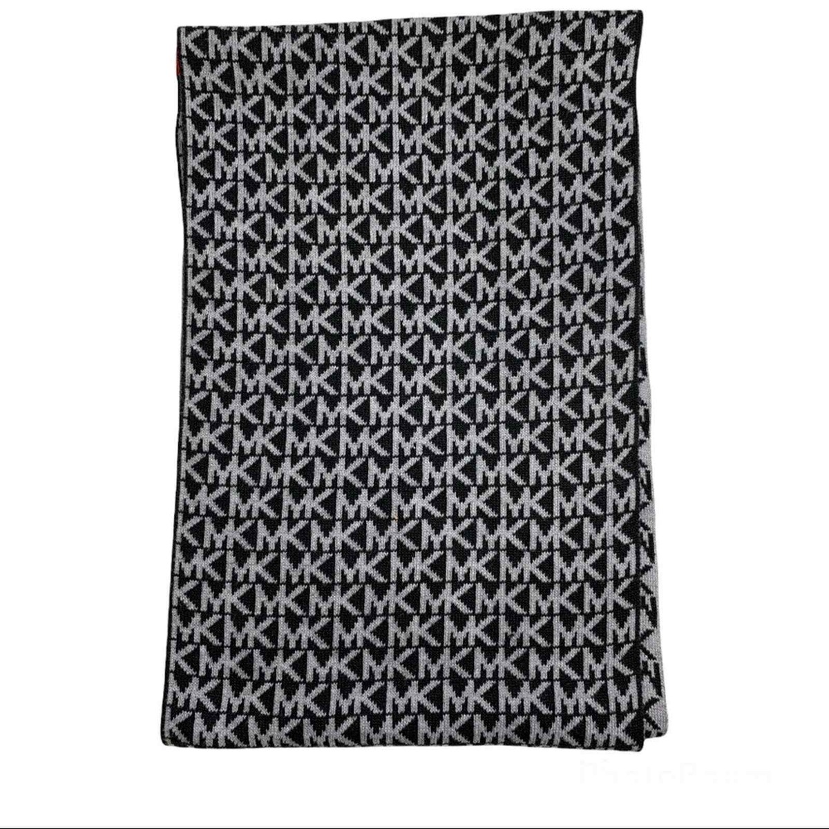 Michael Kors Black and Gray Logo Scarf