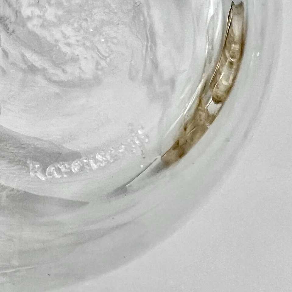 Precioso colibrí grabado láser copa de vino sin tallo cristal Ravenscroft usado en excelente estado Foto 4 de 4