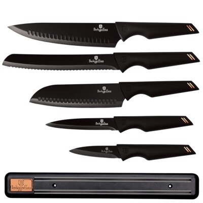 Berlinger Haus BH/2698 Set mit 5 Messern mit Magnetstreifen   Black Rose-Serie