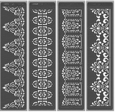 Border Stencils Indian Border Stencil for Craft Painting 3x12 Inches 4 Pcs Set
