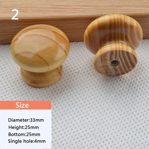 Pine Wooden Round Cabinet Handles Pulls Cupboard Wardrobe Drawer Door Knobs - Picture 11 of 36