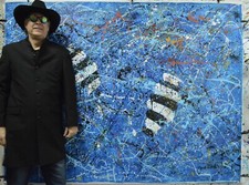 Jackson Pollock style Professional Painting 84 X62 7 Foot Abstract Modern XL