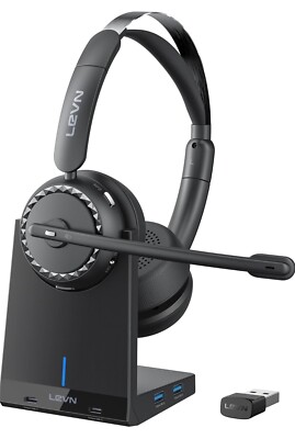 LEVN Wireless Headset, Bluetooth 5.2 Headset (AI Noise Canceling). LE-HS016