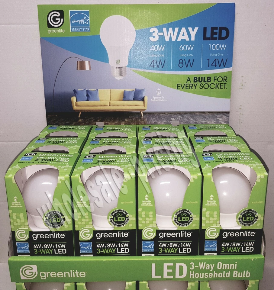 3-way LED Light Bulbs Warm White 3000k 40w 60w 100w Equivalent 4/8/14W E26 QTY24 - Image 3 of 4