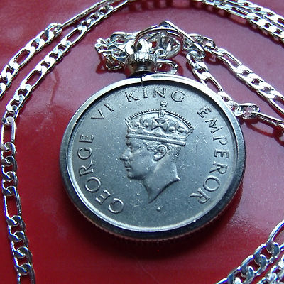 INDIA Panthera Tigris 1/2 Rupee Pendant on a 22'' 925 Silver Link style chain