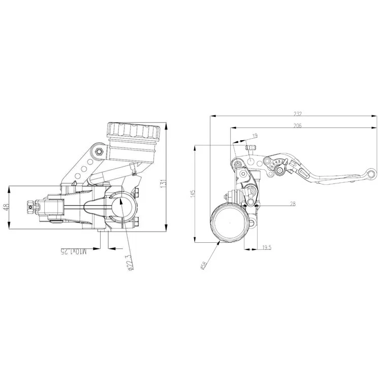 POMPA FRENO RADIALE BRAKING ALLUMINIO ERGAL ø16 CON LEVA NERA SNODABILE - Imagen 3 de 3