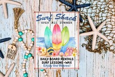 Surf Shack Coastal Beach Printed Handmade Wood Sign