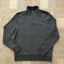 Mens Nautica 1/2 Zip Fleece Pullover Sweatshirt Top Size Medium Gray K8318T