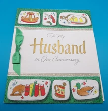 Vintage 1956 American Greeting Wedding Anniversary Card HUSBAND, Ship, Pipe