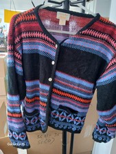 Vintage Sweater Tally Ho Women Medium Nordic Holiday Cardigan Boxy 
