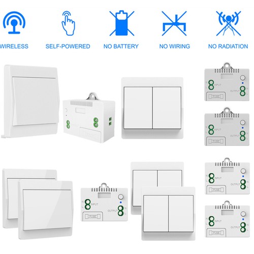 230V Funk Schalter Set 433Mhz Wandschalter Doppelschalter Lichtschalter Taster - Bild 1 von 16
