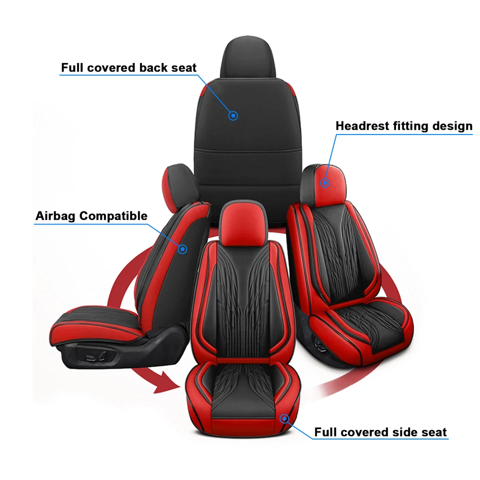 For Hyundai Tucson/Elantra/Accent Car Seat Cover Leather Front Rear Seat - Image 2 of 4