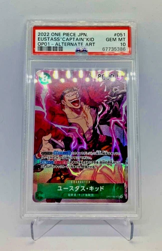 One Piece "EUSTASS CAPTAIN KID" #OP01-051 Alt Art PSA 10 Japanese READ Descrip