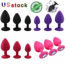 3Pcs/Set Silicone Jeweled Butt Plug Anal Jewel  Enhance Sex Orgasm Trainer Sets
