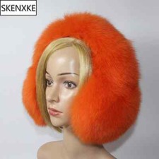 Real Fox Farm Fur Earmuffs Winter Women Earmuffs Ear Scarves Plush Ear Muff