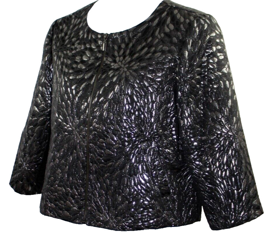 Ruby Rd Black Silver Floral Jacket Blazer Pockets… - image 2