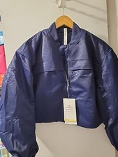 NWT lululemon Insulated Ruched Bomber Crop Jacket Size4 Night Sea