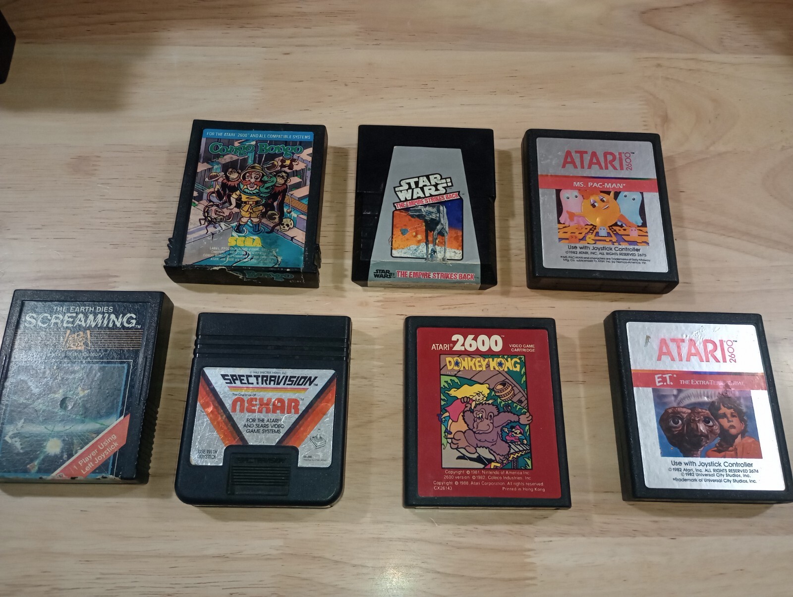 7 Atari 2600 Games Ms. Pac-Man, Donkey Kong, Earth Dies Screaming, Nexar, Congo
