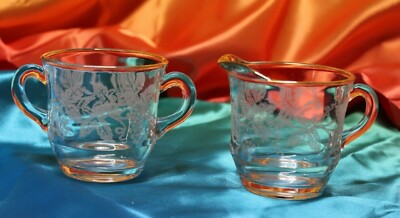 Vintage Bartlett Collins grape pattern creamer and sugar