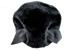 Black Faux Fur Winter Hat Dana Marte Chapeau Original Casual Costume Vintage