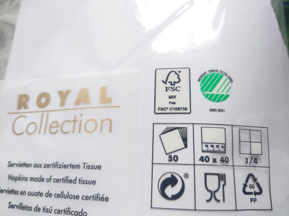 Napkins ROYAL Collection 1/4 Fold BORDEAUX Ornaments 40 x 40 cm 15.75 x 15.75in - Image 4 of 4