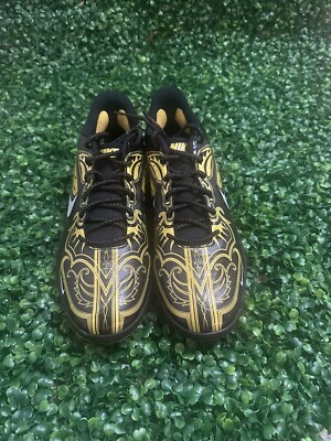 Nike Alpha Huarache Elite 3 Low Baseball Cleats Black Gold  display picture 1