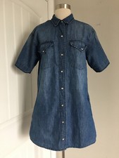 ETOILE ISABEL MARANT LIDIA DENIM COTTON LINEN SHORT SLEEVE DRESS SIZE 0