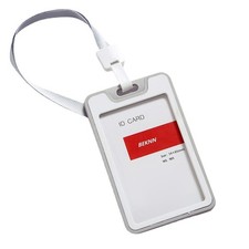 Grey Meeting ID Badge Card Holder Slim Hard Card Cover Case w/ Lanyard aa