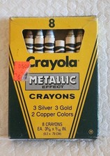 1987 Crayola Metallic Effect Crayons 8 Count Box Binney Smith Vintage Coloring