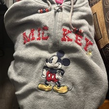 Disney Small Classic Mickey Mouse fleece Hoodie Sweatshirt Official 1/4 ZIP