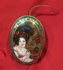 Vintage Coca-Cola Oval Tin Hanging Ornament Green Gold Victorian Lady Portrait — photo 1