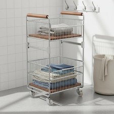 W&auml;schekorbwagen mehrlagig W&auml;schewagen auf Rollen platzsparend f&uuml;r Schlafzimmer