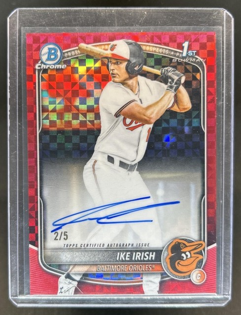 2025 Bowman Draft Ike Irish Chrome Auto Red X-Fractor 1st Prospect #/5 Orioles