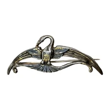 Vintage Art Nouveau Egyptian Revival Ibis Bird Sterling Silver Brooch