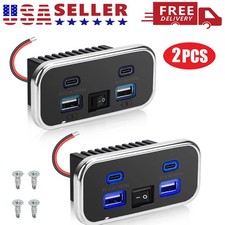 2pcs RV USB Outlet Dual USB A  USB C Ports Car Charger Socket Panel Boat Marine